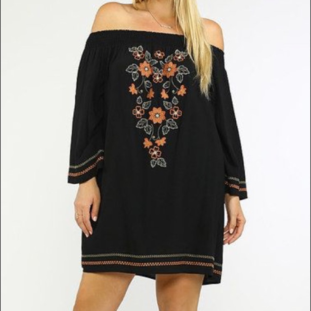 Flying Tomato Black Off The Shoulder Dress
